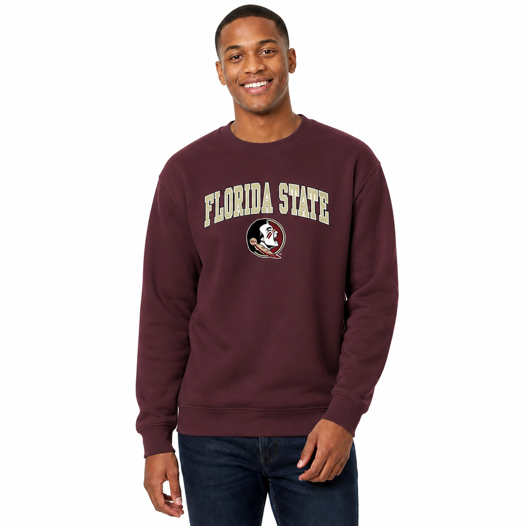 Florida State Seminoles Adult Arch & Logo Soft Style Gameday Crewneck Sweatshirt - Maroon