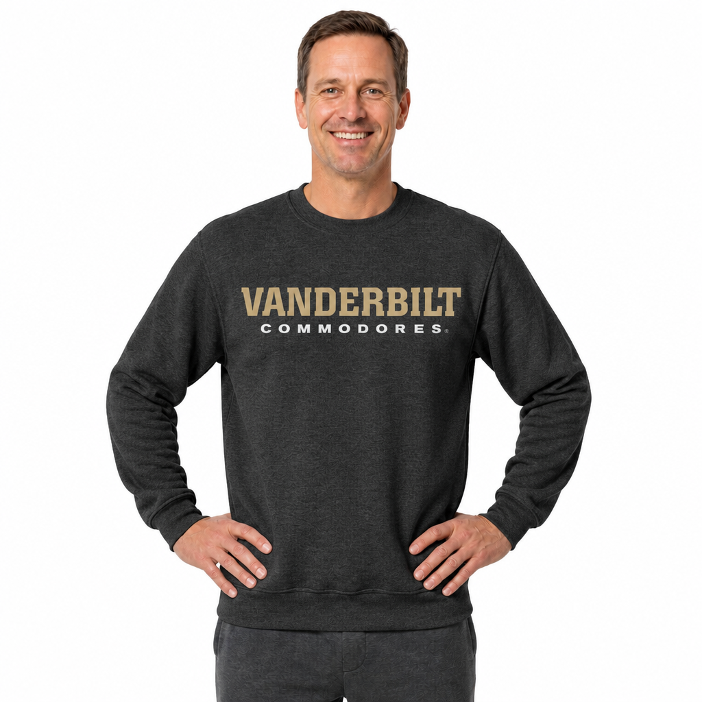 Vanderbilt Commodores NCAA Adult Charcoal Crewneck Fleece Sweatshirt - Charcoal