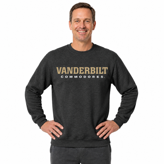 Vanderbilt Commodores NCAA Adult Charcoal Crewneck Fleece Sweatshirt - Charcoal