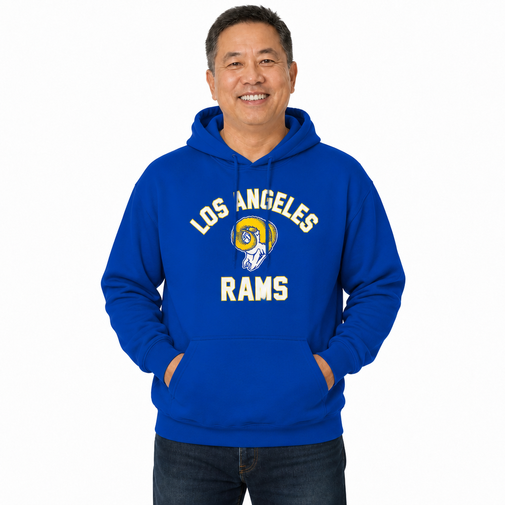 Los Angeles Rams NFL Adult Unisex Retro Gameday Ultra Soft Fleece Hooded Sweatshirt - Royal