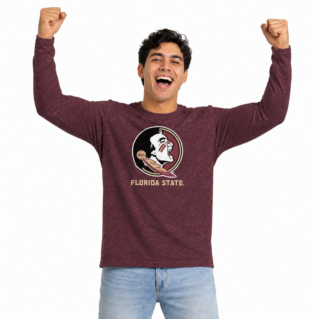 Florida State Seminoles  Logo Long Sleeve Shirt Men Women NCAA Licensed - Maroon