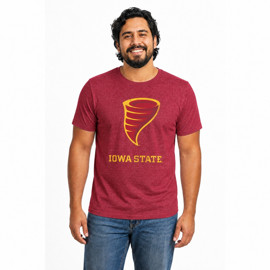 Iowa State Cyclones Heathered Logo T-Shirt - Cardinal Heather