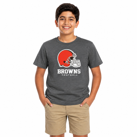 Cleveland Browns Youth NFL Large Logo Short Sleeve T-Shirt - Charcoal