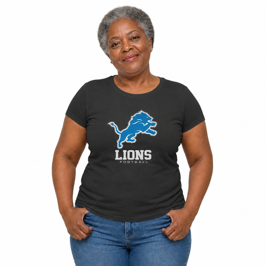 Detroit Lions  Women's NFL Big Logo Cotton T-Shirt - Black