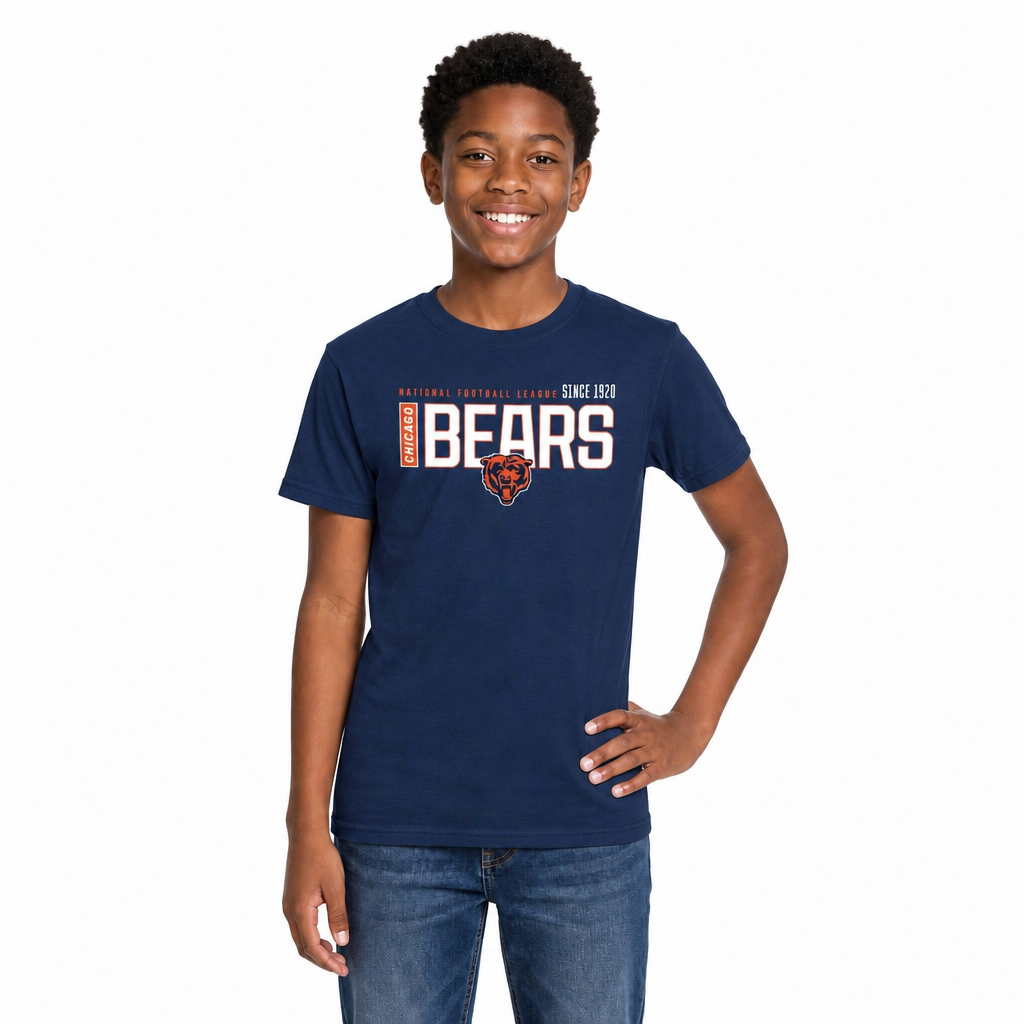 Chicago Bears NFL Youth Modern Endzone T-Shirt Unisex Short Sleeve - Navy
