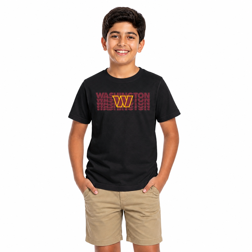 Washington Commanders NFL Youth Repeating Logo Football T-Shirt - Black