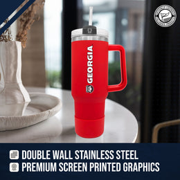 Georgia Bulldogs College & University 40 oz Travel Tumbler With Handle - Red