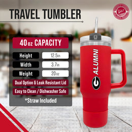 Georgia Bulldogs Collegiate 40oz Stainless Steel Travel Tumbler with Handle for Alumni - Red