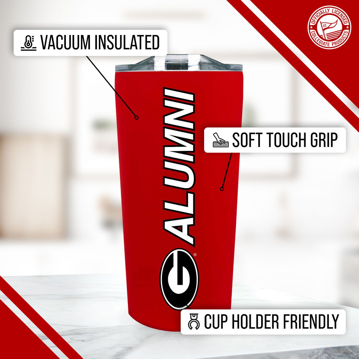 Georgia Bulldogs Collegiate Stainless Steel Travel Tumbler for Alumni - Red