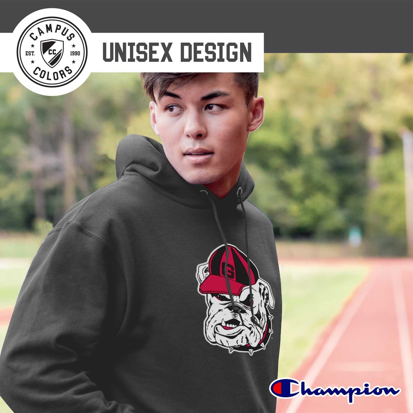 Georgia Bulldogs Adult Mascot Fleece Hooded Sweatshirt - Charcoal