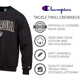 Georgia Bulldogs Adult Tackle Twill Crewneck - Black
