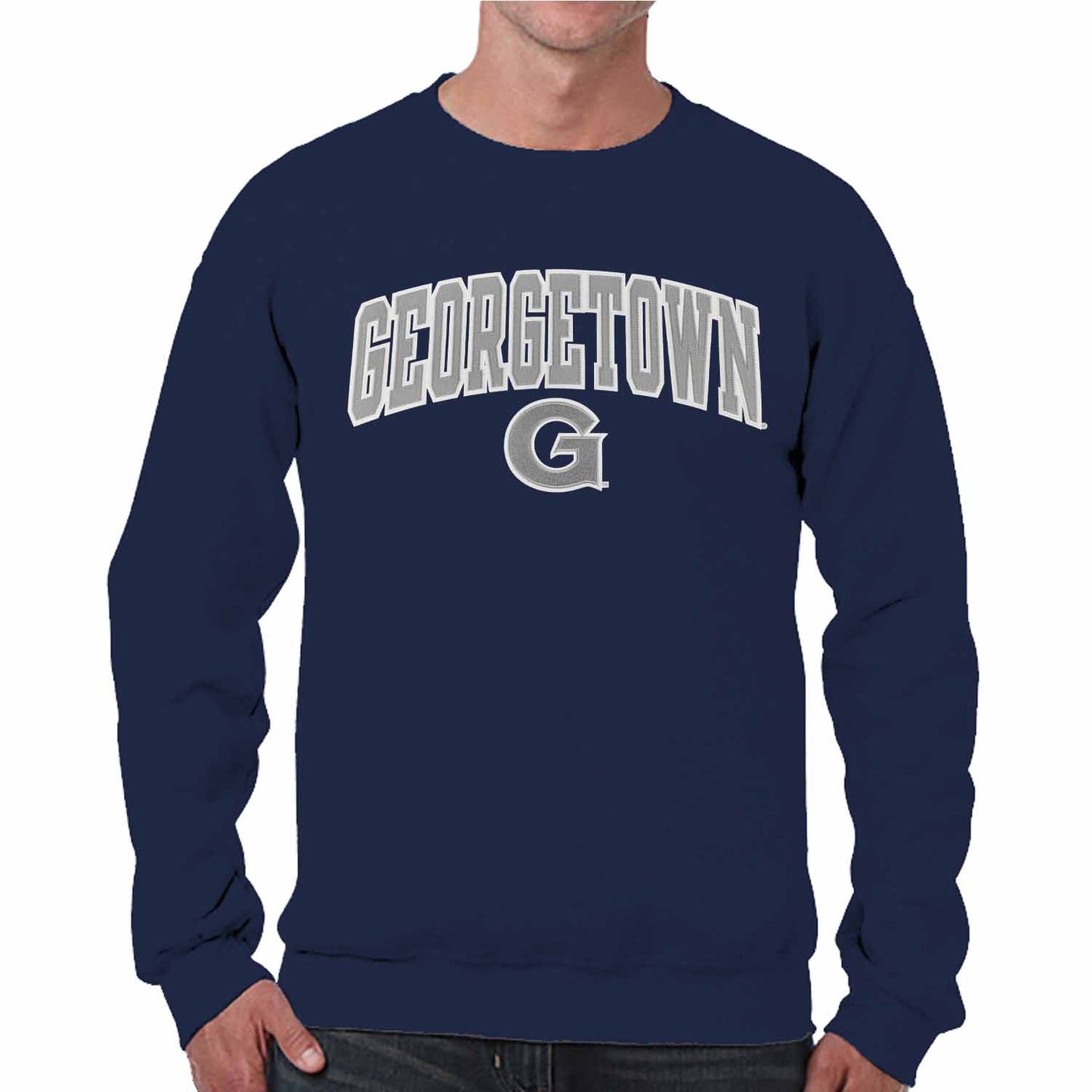 Georgetown Hoyas Adult Tackle Twill Crewneck - Navy