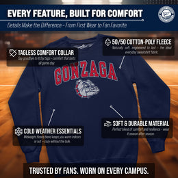 Gonzaga Bulldogs Campus Colors Adult Arch & Logo Soft Style Gameday Crewneck Sweatshirt  - Navy