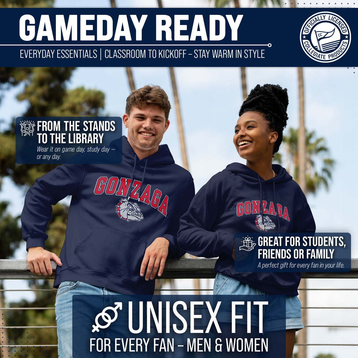 GONZ Arch & Logo Gameday Hoodie - Navy