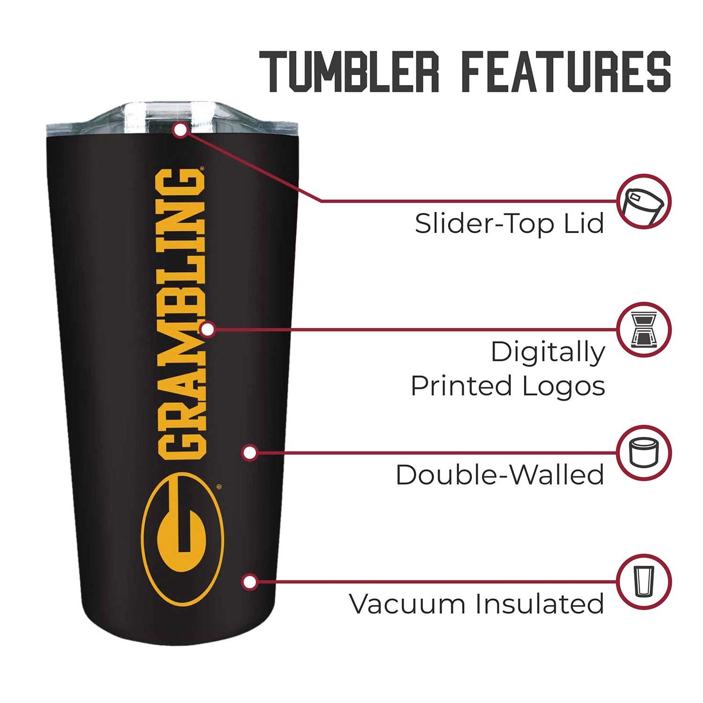 Grambling State University Campus Colors  NCAA Tumbler - Black