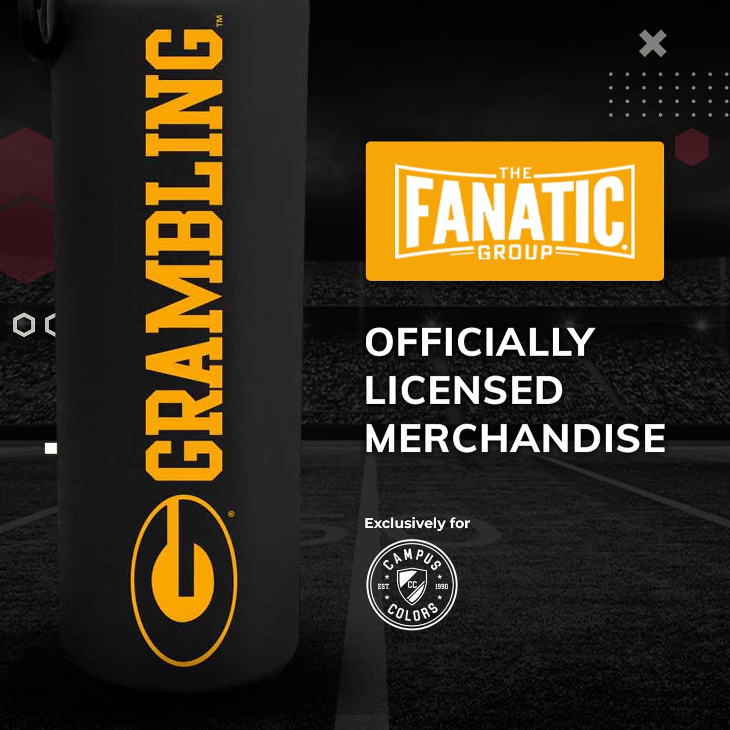 Grambling State University NCAA Stainless Steel Water Bottle - Black