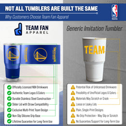 Golden State Warriors NBA Basketball 30oz Stainless Steel Vacuum Insulated Game Day Tumbler with Silicone Grip - Royal