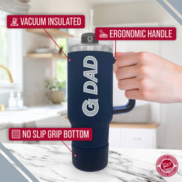 Georgetown Hoyas Collegiate 40oz Stainless Steel Travel Tumbler with Handle for Dad - Navy