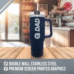 Georgetown Hoyas Collegiate 40oz Stainless Steel Travel Tumbler with Handle for Dad - Navy