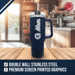 Georgetown Hoyas Collegiate 40oz Stainless Steel Travel Tumbler with Handle for Mom - Navy