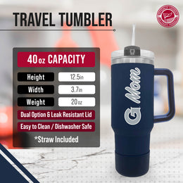 Georgetown Hoyas Collegiate 40oz Stainless Steel Travel Tumbler with Handle for Mom - Navy