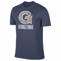 Georgetown Hoyas Adult MVP Heathered Cotton Blend T-Shirt - Navy