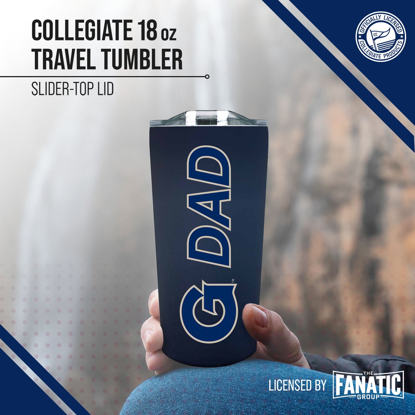 Georgetown Hoyas NCAA Stainless Steel Travel Tumbler for Dad - Navy