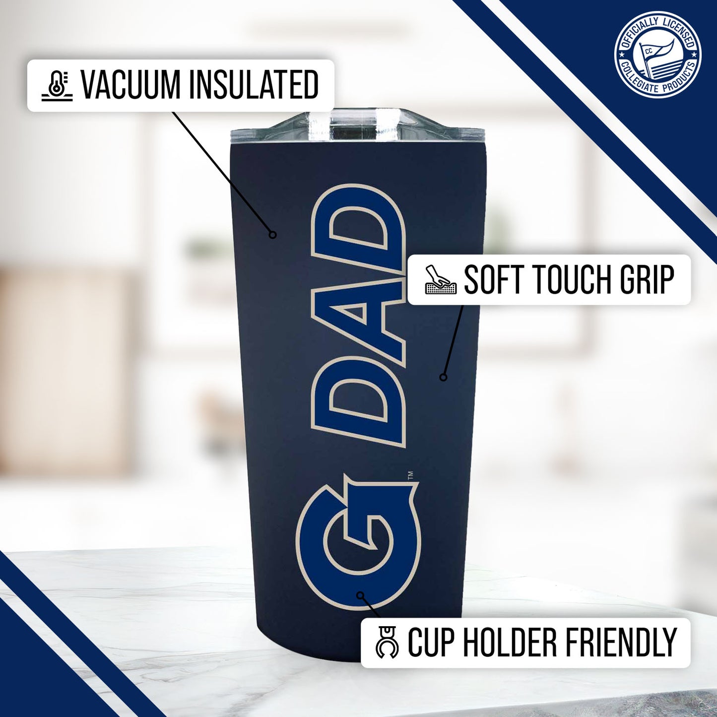 Georgetown Hoyas NCAA Stainless Steel Travel Tumbler for Dad - Navy
