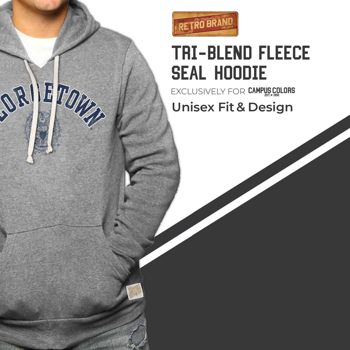 Georgetown Hoyas College Gray University Seal Hooded Sweatshirt - Gray