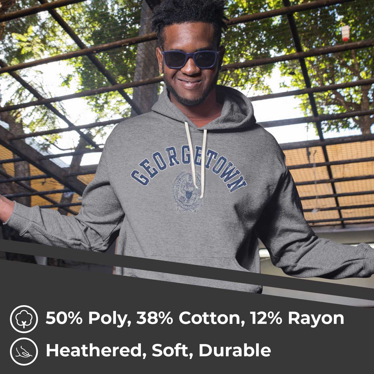 Georgetown Hoyas College Gray University Seal Hooded Sweatshirt - Gray
