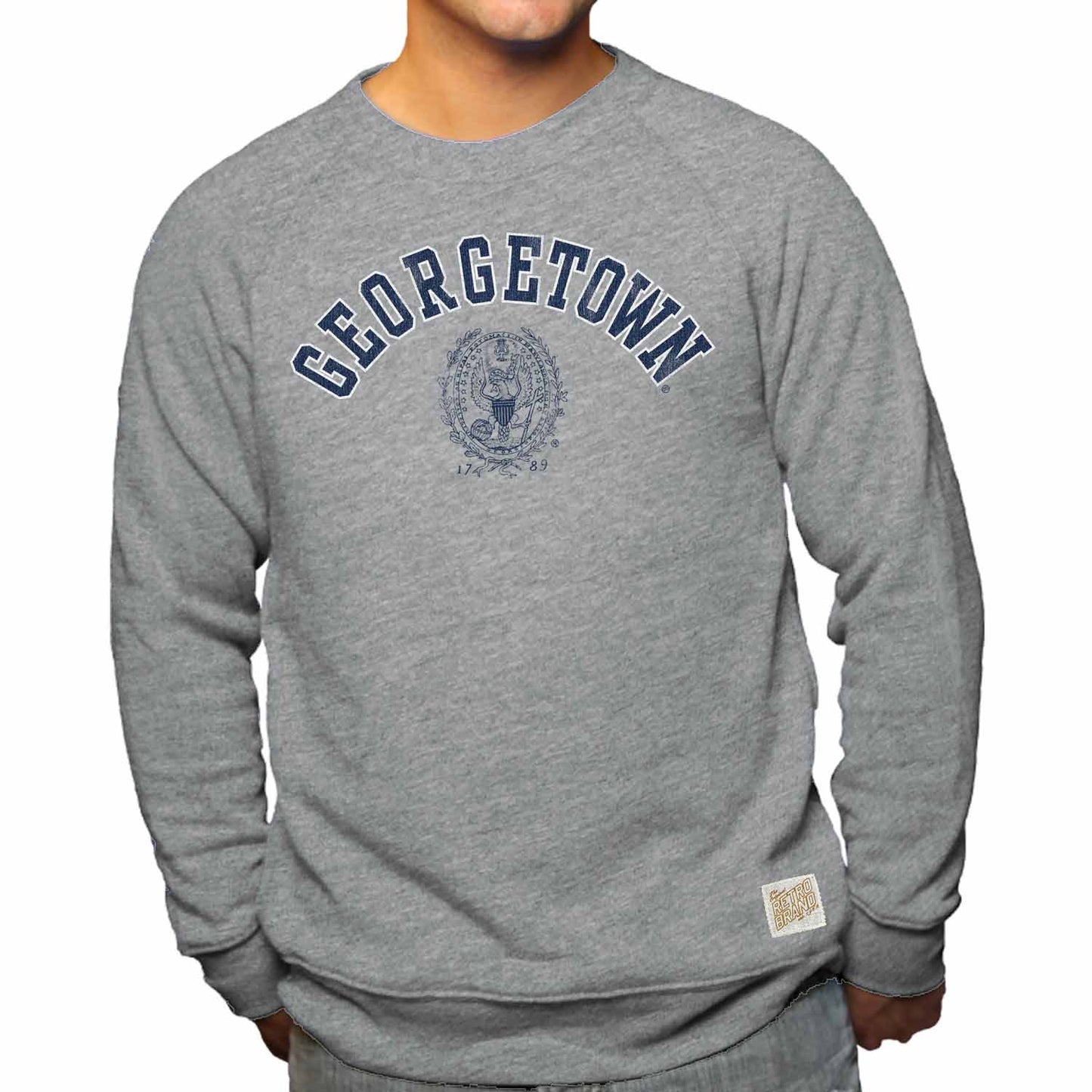 Georgetown Hoyas College Gray University Seal Crewneck Sweatshirt - Gray