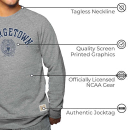 Georgetown Hoyas College Gray University Seal Crewneck Sweatshirt - Gray