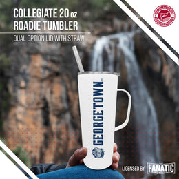 Georgetown Hoyas NCAA Stainless Steel 20oz Roadie With Handle & Dual Option Lid With Straw - White