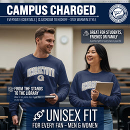 Georgetown Hoyas NCAA Tackle Twill Crewneck Sweatshirt Men Women - Navy