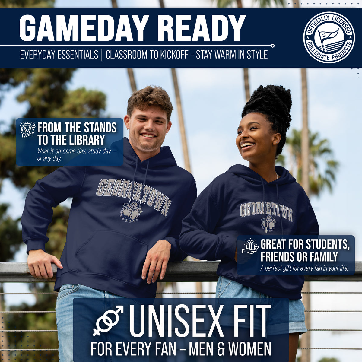 GTWN Arch & Logo Gameday Hoodie - Navy