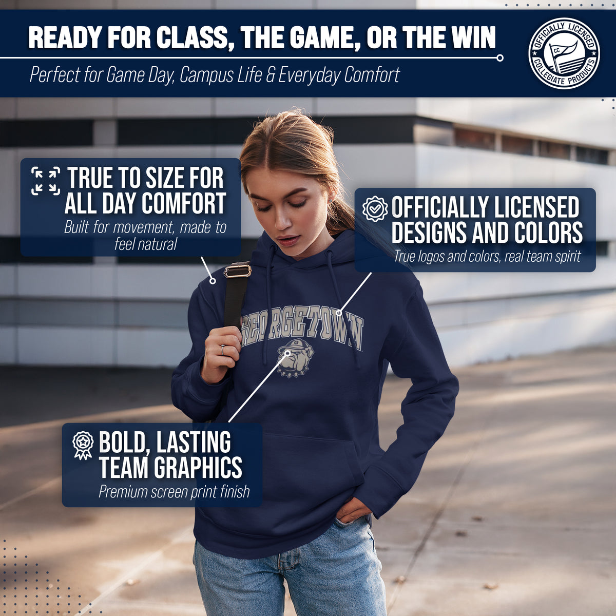 GTWN Arch & Logo Gameday Hoodie - Navy