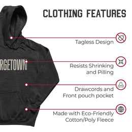 Georgetown Hoyas NCAA Adult Cotton Blend Charcoal Hooded Sweatshirt - Charcoal