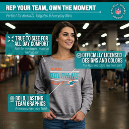 Miami Dolphins NFL Womens Gameday French Terry Slouchy Top- Raglan Sleeves - Sport Gray
