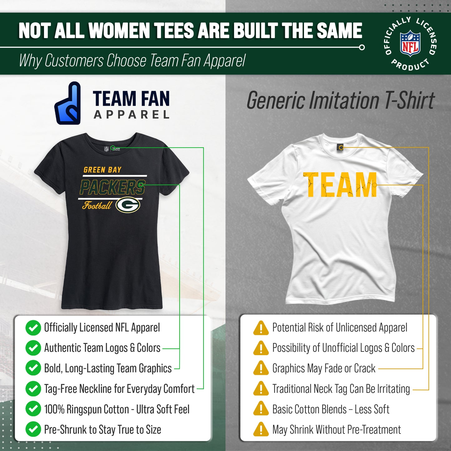 Green Bay Packers NFL Gameday Women's Relaxed Fit T-shirt - Black