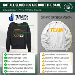 Green Bay Packers NFL Womens Gameday French Terry Slouchy Top- Raglan Sleeves - Charcoal