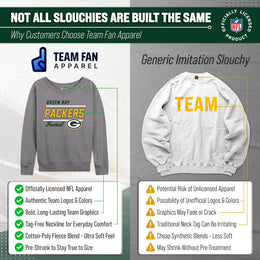 Green Bay Packers NFL Womens Gameday French Terry Slouchy Top- Raglan Sleeves - Sport Gray