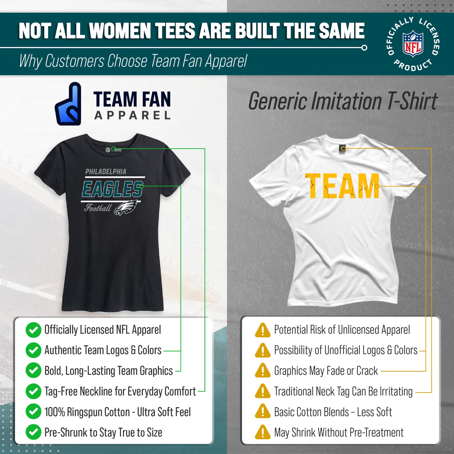 Philadelphia Eagles NFL Gameday Women's Relaxed Fit T-shirt - Black