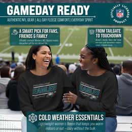 Philadelphia Eagles NFL Womens Gameday French Terry Slouchy Top- Raglan Sleeves - Black