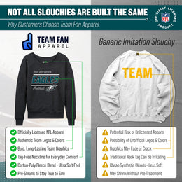Philadelphia Eagles NFL Womens Gameday French Terry Slouchy Top- Raglan Sleeves - Charcoal