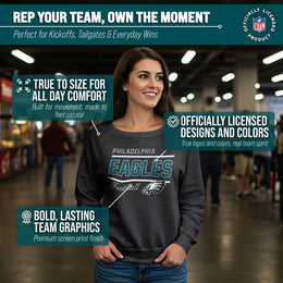 Philadelphia Eagles NFL Womens Gameday French Terry Slouchy Top- Raglan Sleeves - Charcoal