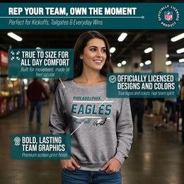 Philadelphia Eagles NFL Womens Gameday French Terry Slouchy Top- Raglan Sleeves - Sport Gray