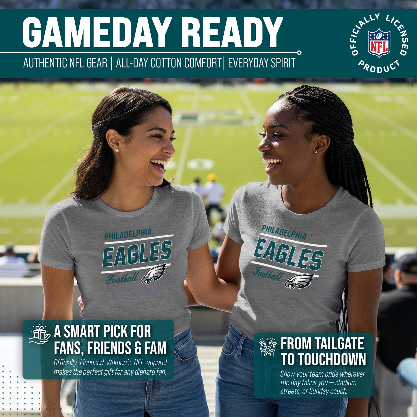 Philadelphia Eagles NFL Gameday Women's Relaxed Fit T-shirt - Gray