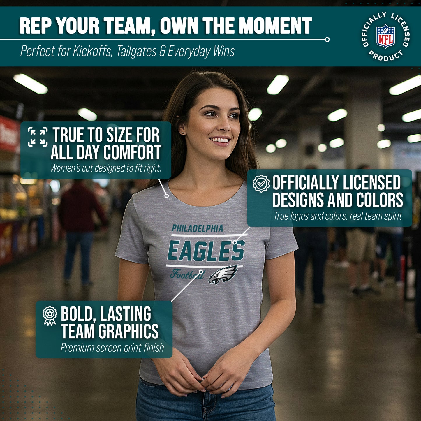 Philadelphia Eagles NFL Gameday Women's Relaxed Fit T-shirt - Gray
