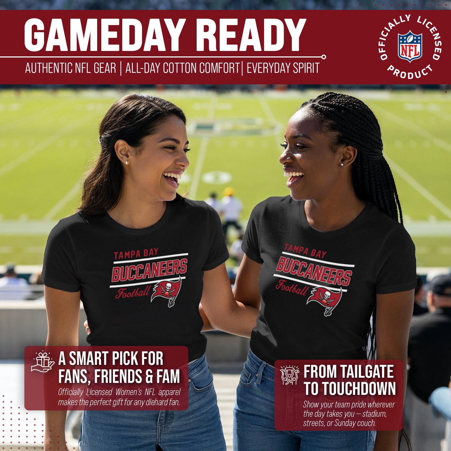 Tampa Bay Buccaneers NFL Gameday Women's Relaxed Fit T-shirt - Black