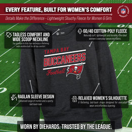 Tampa Bay Buccaneers NFL Womens Gameday French Terry Slouchy Top- Raglan Sleeves - Charcoal